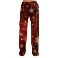 thumbnail image 4 of Women's Casual Fashion Christmas Pajama Pants, Long Sleepwear Trousers for Sports and Home Use, Comfortable and Soft Material for Nightwear and Lounging,Wine,M, 4 of 6