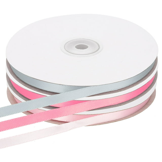 Uxcell 1/4 pulgadas x 50 yardas 3 rollos de cinta de satén para envolver regalos y decoración Rosa Claro