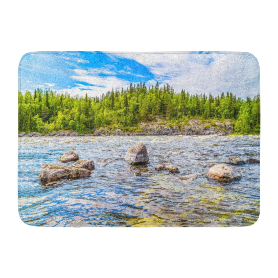 Godpok View Above Forest River Stones Landscape Aerial Trees Rug Doormat Bath Mat 23 6x15 7 Inch Walmart Com