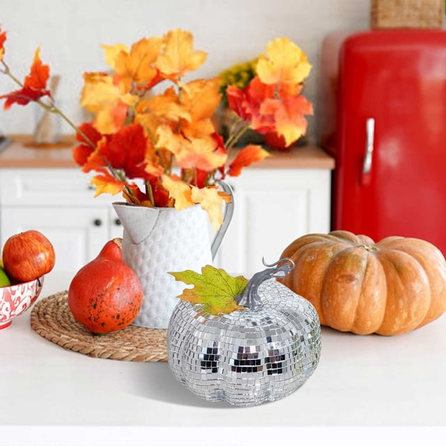 Fiudx Adorno de Calabaza de Cristal con Espejo, Decoración Única para Fiesta de Halloween, Pantalla de Luz Reflectante, Accesorio de Fotografía Multiusos, Elegante Adición a La Decoración Del Hogar,