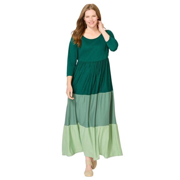 Woman Within Plus Size Colorblock Tiered Dress
