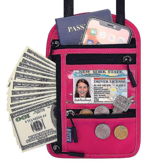 Cartera con soporte para pasaporte con bloqueo Rfid y cremallera para el cuello