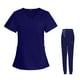 thumbnail image 3 of Conjunto De 2 Uniformes Médicos Para Mujer, Camiseta De Cuello En V, Pantalones De Jogging, Uniformes De Enfermería XXL, Azul Oscuro, 3 of 7