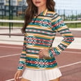 thumbnail image 4 of Uorisanigo Striped Tribe Women's Long Sleeve Golf Shirt Soft Casual Women's Dry-Fit Golf Polo Shirts Comfortable Outing Wear for Workout Sports Size S, 4 of 7