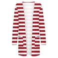 thumbnail image 5 of IROINNID Cardigan for Women Open Front On Sale Lightweight Long Sleeve Stripe Printed Cardigan Casual Coat Outerwear/ Jacket with Pocket,Red, 5 of 5