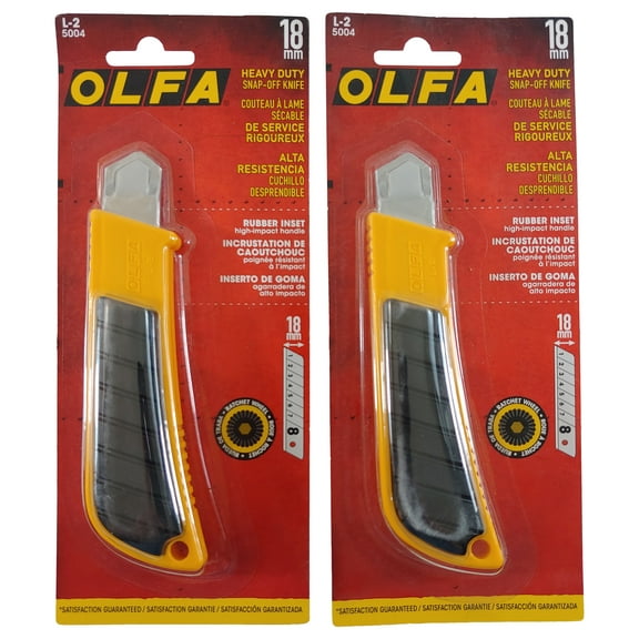 Lot of 2 OLFA 5004 L-2 Snap-Off Blade 18mm Rubber Inset Heavy-Duty Utility Knife