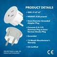 thumbnail image 6 of OREI American USA to European Schuko Germany Plug Adapters CE Certified Heavy Duty - 2 Pack, 6 of 9