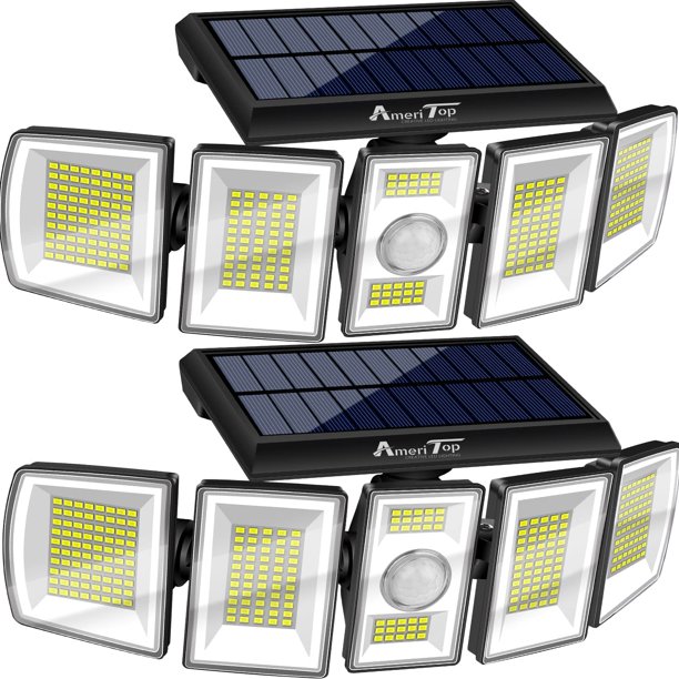 Solar Lights Outdoor – 300 LED 7000K Motion Sensor Lights Cordless; 5