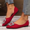 thumbnail image 6 of Women's Comfortable Flat Shoes - Round Toe Classic Cute Bow Metal Buckle Slip on Ballet Flats Red 4.5, 6 of 7