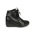 thumbnail image 2 of DbDk DG74 Women Mesh Mix Media Studded Rhinestone Fashion Wedge Sneaker, 2 of 5