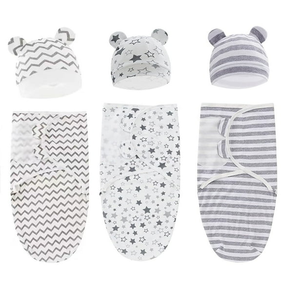 OFEFE 3pcs Organic Baby Swaddle Sleep Sacks 0-3 Months, Adjustable Newborn Swaddle Wrap, Soft & Snug Ergonomic Design, Breathable Cotton Swaddling Blankets for Baby Boys & Girls (Grey)