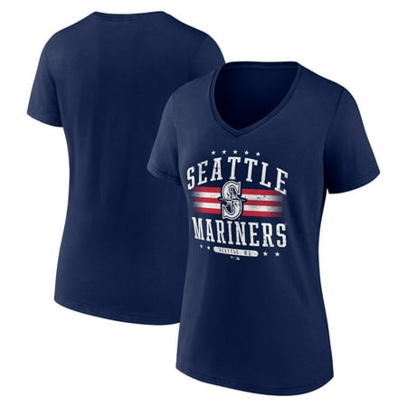 Women s Navy Seattle Mariners Americana Team V-Neck T-Shirt
