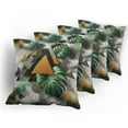 thumbnail image 5 of Ambesonne Monstera Throw Pillow Cover 4 Pack, Triangles Marble Abstract, 20", Fern Green Grey Camel, 5 of 7