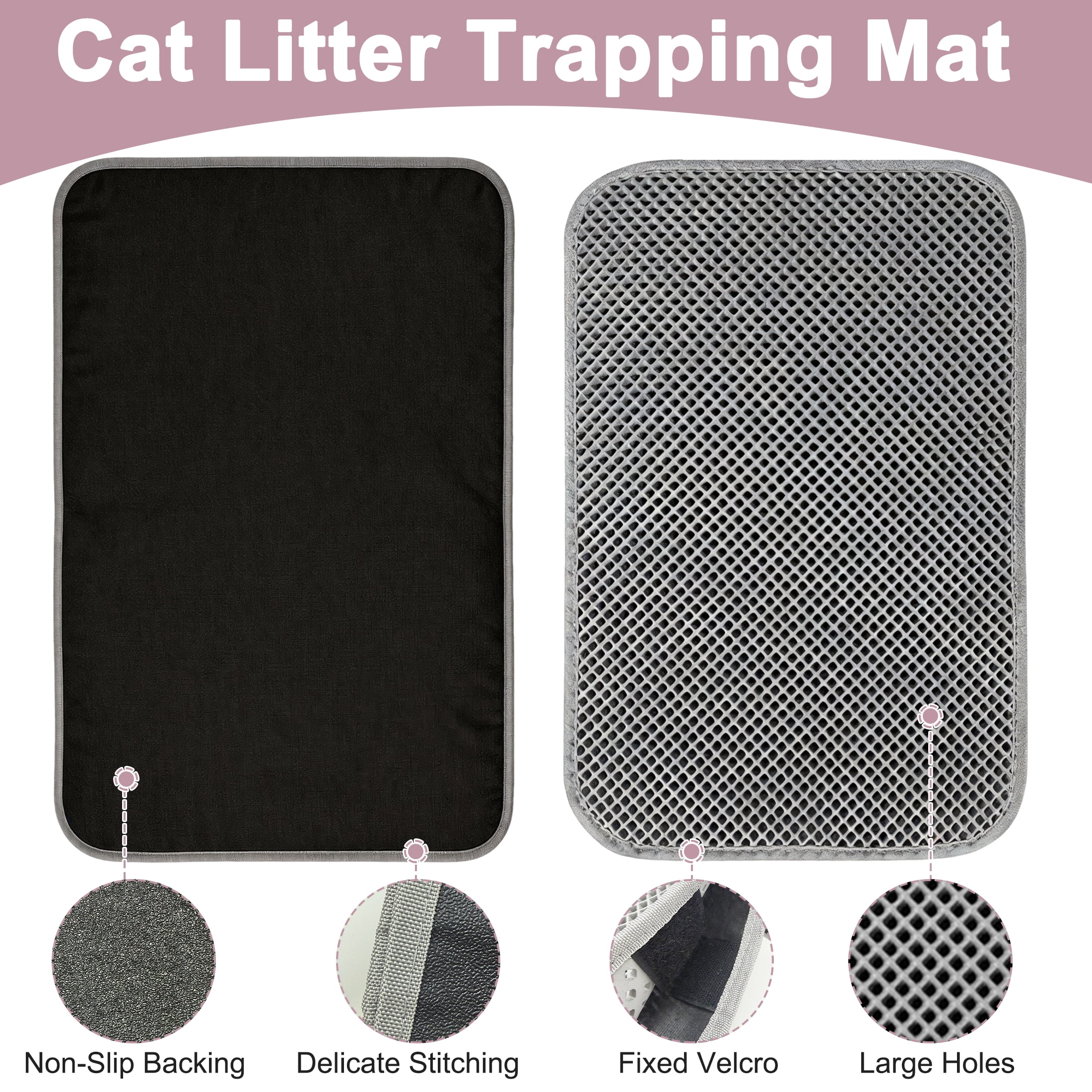 Cat Litter Mat, 24"x16" Double Cat Litter Trapping Mat, Waterproof Urine Proof Cat Litter Box Mat, Non Slip Easy to Clean