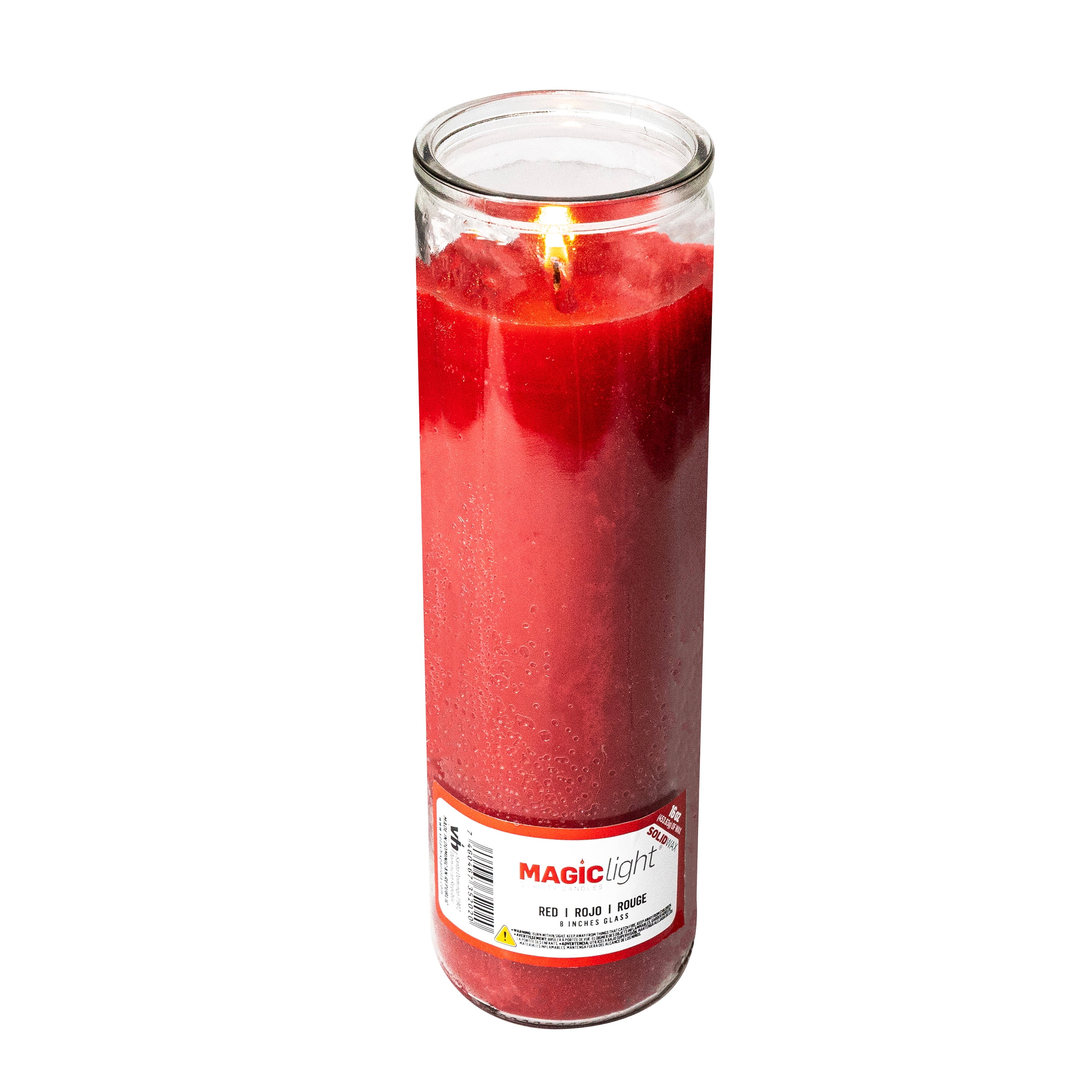 (2 pack) MagicLight Religious Candles 16 oz - Clear Glass Jar, Unscented Red Wax