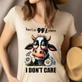 thumbnail image 4 of 99 Percent Chance I Don’t Care Cow Cartoon Graphic Tee for Men and Women, Black, Size S, 4 of 6