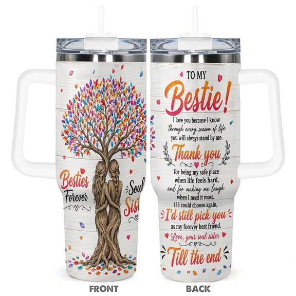 Best Friend 40oz Travel Tumbler Cup Stainless Steel Insulated Friendship Gift for Women