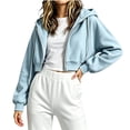 thumbnail image 2 of OGLCCG Girls Zip Up Hoodies Long Sleeve Cropped Sweatshirt Lightweight Hooded Fall Jacket Teen Girl Back to School Outfits 5-15 Years, 2 of 5