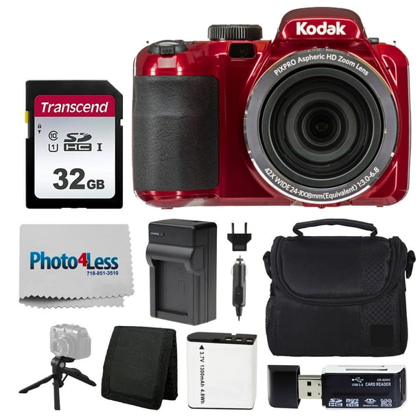 Kodak PIXPRO AZ421 Digital Camera (Red) Bundle with SD Card, Case