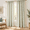 Beige(teal Floral)-55"W x 63"L (Pack of 2), variant on Black 55"W x 63"L (Pack of 2) Semi Sheer Linen Cotton Tassel Window Curtain Drapes