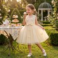 thumbnail image 6 of IBTOM CASTLE Toddler Little Flower Girls Princess Tulle Dress Sleeveless Floral Embroidery Tutu 3D Butterfly Back Bowknot For Wedding Birthday Party Evening Formal 2-3T Champagne, 6 of 7