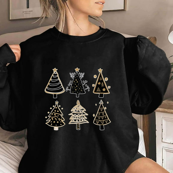 ZRGHAOYLQ Women's Christmas Sweatshirts 2025 Trendy Christmas Tree Shirts Oversized Long Sleeve Christmas Pullover Casual Crewneck Sweatshirt Top for Christmas Gifts