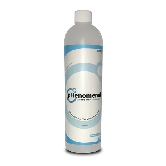 Alkaline Water Concentrate - makes 4 Gallons of alkaline water - by pHenomenal - high 11 pH oxygenated water - Regular 16 Oz Bottle - 500 times stronger than 8.5 pH