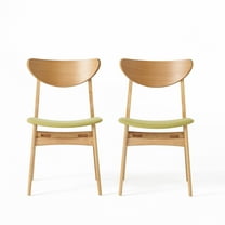 GDF Studio Toranto Mid Century Modern Fabric Upholstered Wood Dining Chairs, Set of 2, Green Tea and Natural Oak