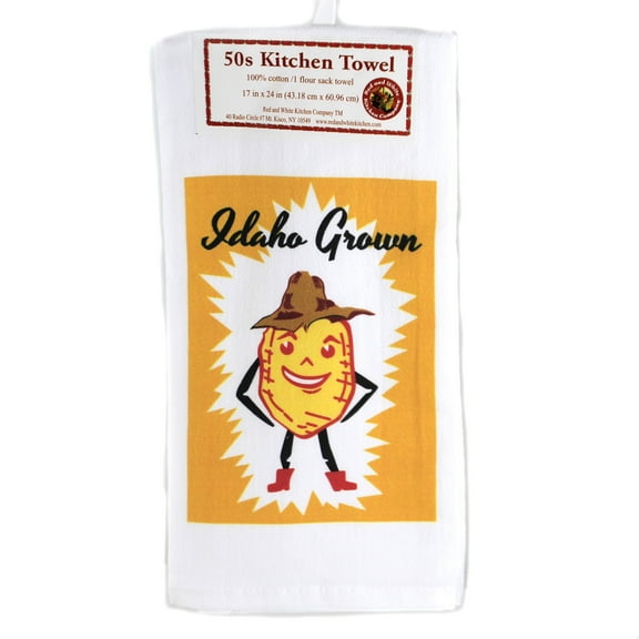 Red And White Kitchen 24.00In Idaho Grown Kitchen Towel, Cotton, Potato Man 100% Cotton Retro Vl114