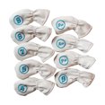 thumbnail image 1 of 9pcs Golf Hybrid Head Covers Set Headcovers Utility Club Protege la etiqueta de número intercambiable - White blanco Sunnimix Cubierta de cabeza de hierro de golf, 1 of 8