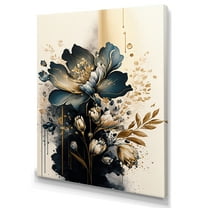 Designart Black And Gold Peruvian Lily Canvas Wall Art