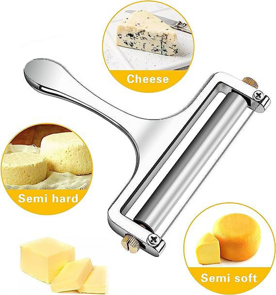 TOPULORS Cheese Slicer Stainless Steel, Cheese Knife Heavy Duty Plane Cheese Cutter, Shaver, Server for Semi-Soft, Semi-Hard Cheese