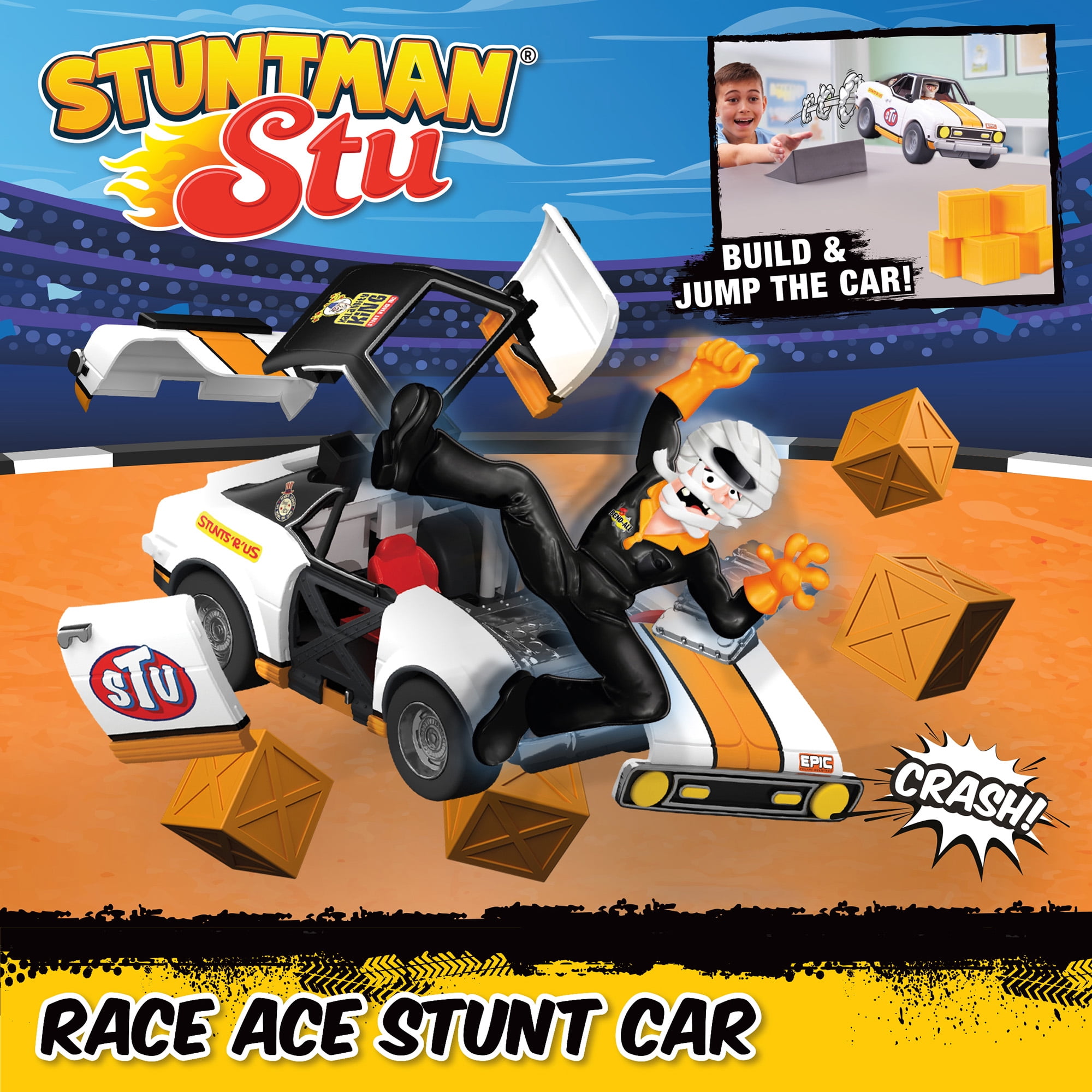 Stuntman Stu - Race Ace Stunt Car Play Vehicle by Playmates Toys