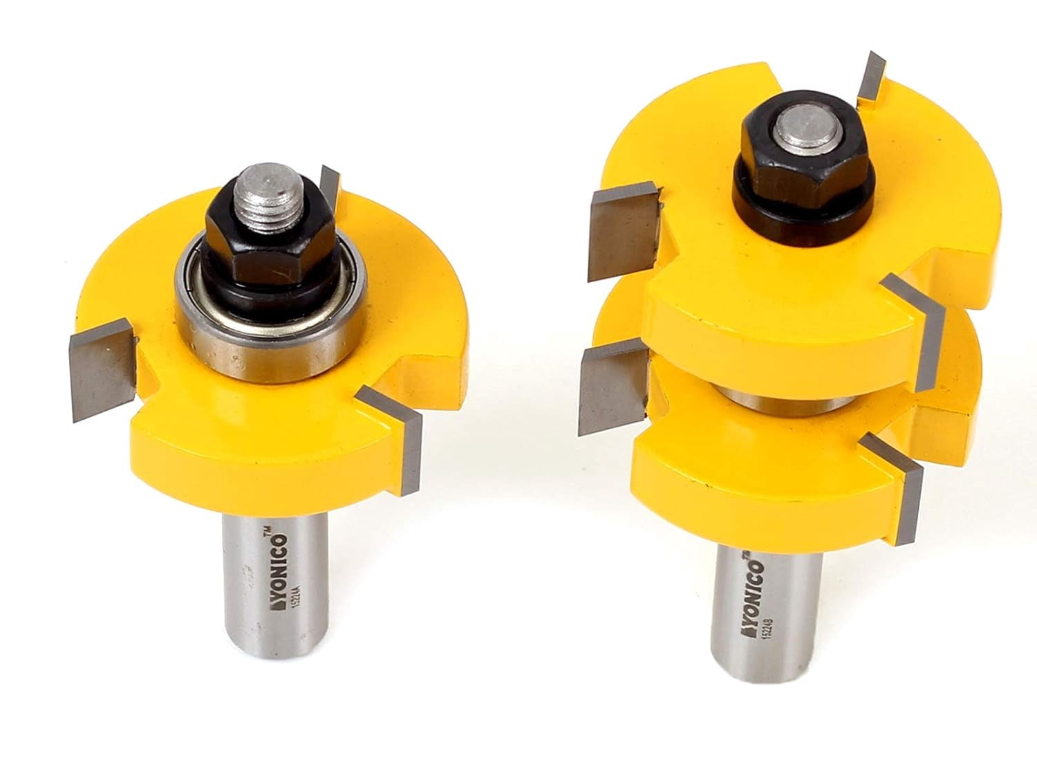 Tongue & Groove Router Bit Set - 1-1/2" Stock - 1/2" Shank - Yonico 15224
