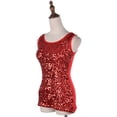 thumbnail image 4 of Anna-Kaci Womens Sparkle & Shine Glitter Sequin Embellished Sleeveless Round Neck Tank Top Large Red, 4 of 6
