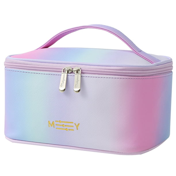 Gradient Preppy Makeup Bag Small Travel Cosmetic Bags for Women Girls Zipper Pouch Toiletry Bag