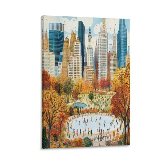 Canvas Prints Fall Central Park Canvas Pictures Wall Art Autumn Fall Wall Art for Bathroom 12x18inch for Living Room Bedroom Decoration Ready to Hang Wall Pictures Home Decor