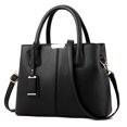 thumbnail image 2 of Bolsa bandolera con patrón de lichi elegante con asa superior de PU de mano para mujer (negro), 2 of 9