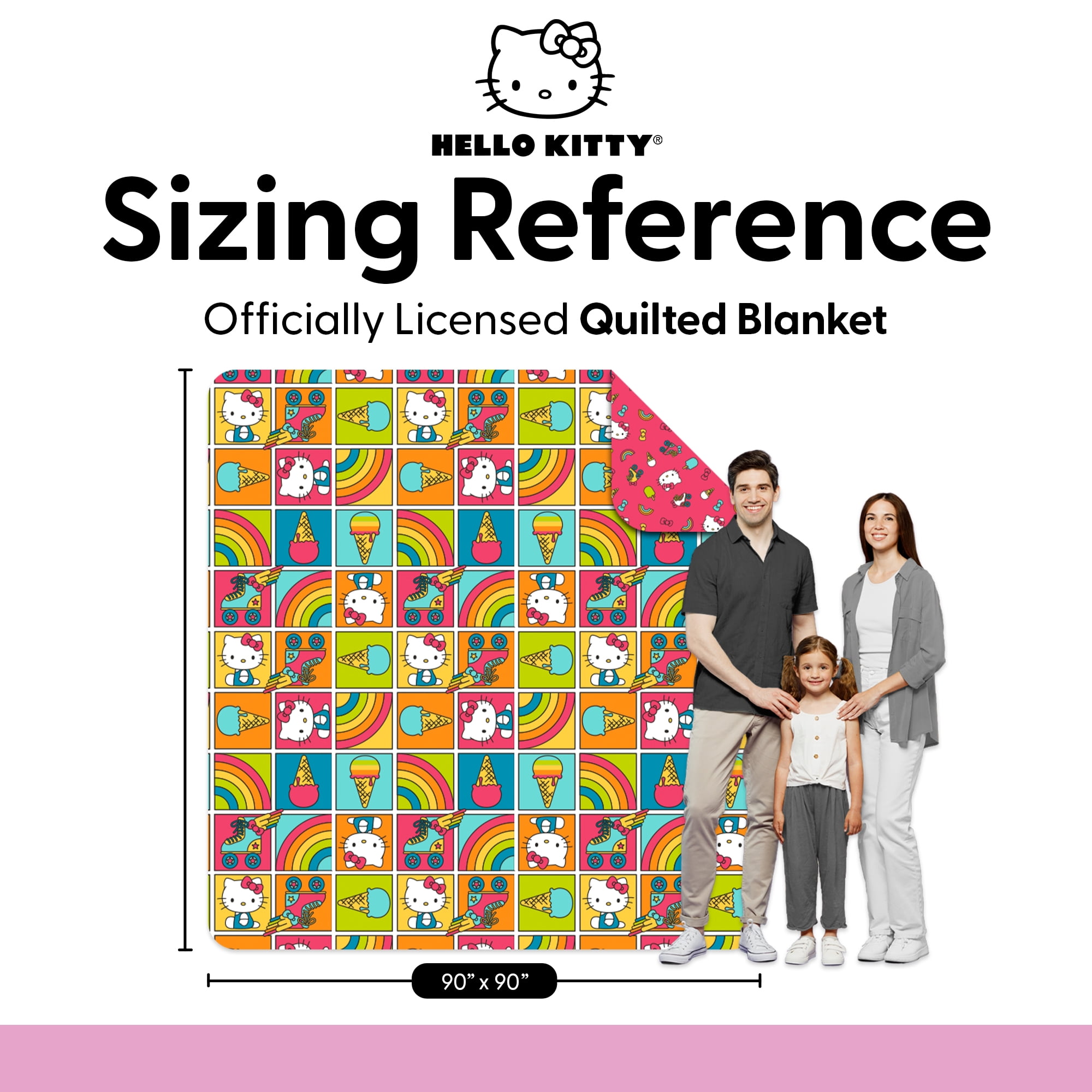 Hello Kitty Rainbow Red Full/Queen Quilted Blanket 90 x 90 inches