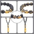 thumbnail image 3 of 4Pcs Om Mani Padme Hum Resin Mala Bead Bracelet 4Pcs Alloy Pi Xiu Pendant Necklace Jewelry Set for Men Women Black Inner Diameter: 2-1/8~2-1/2 inch(5.55~6.2cm) 19.29~26.77 inch(49~68cm), 3 of 7