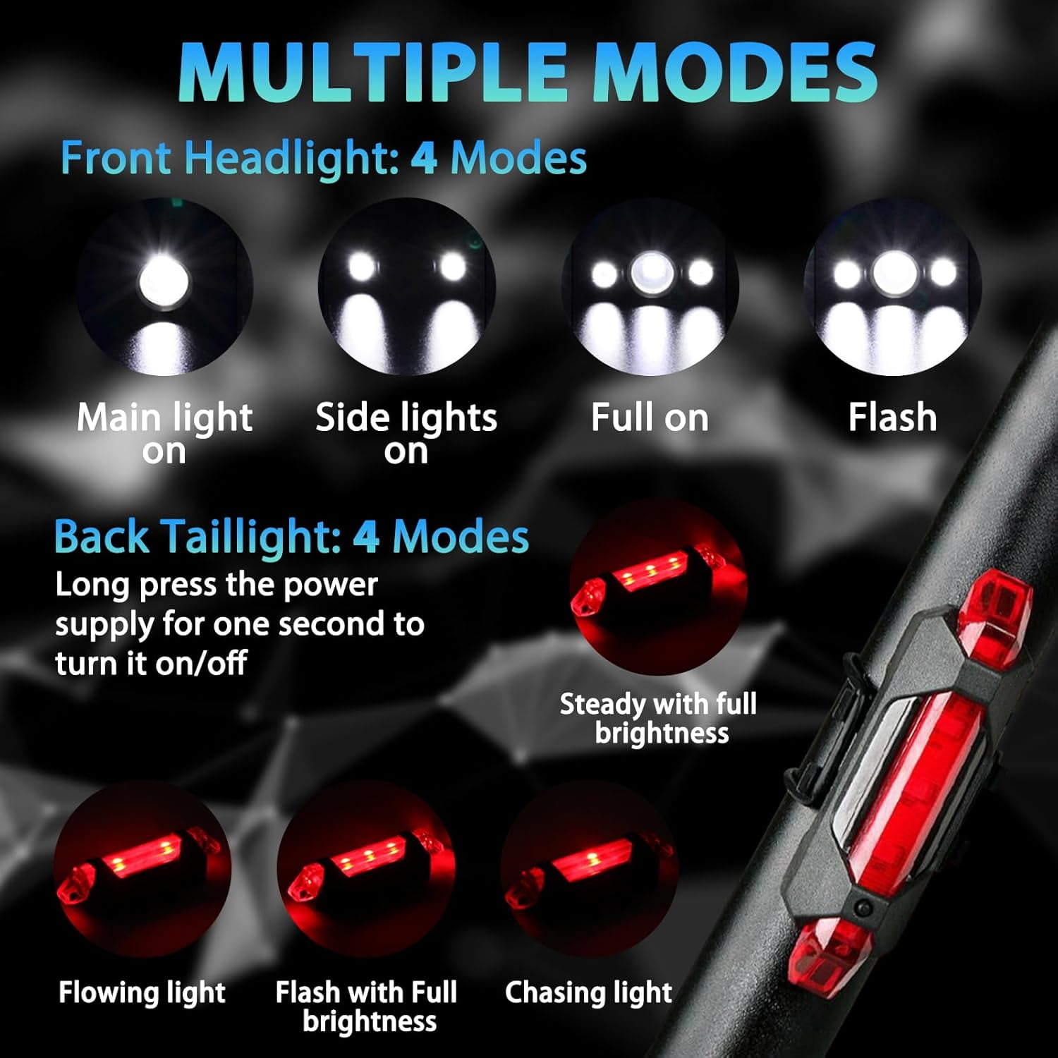 10000LM Super Bright Rechargeable Bike Light Set,4+4 Modes,Powerful Bicycle Front Headlight and Back Taillight,Triple IPX6 Waterproof Bike Lights for Night Riding,Bike Light for Road Mountain Cycling