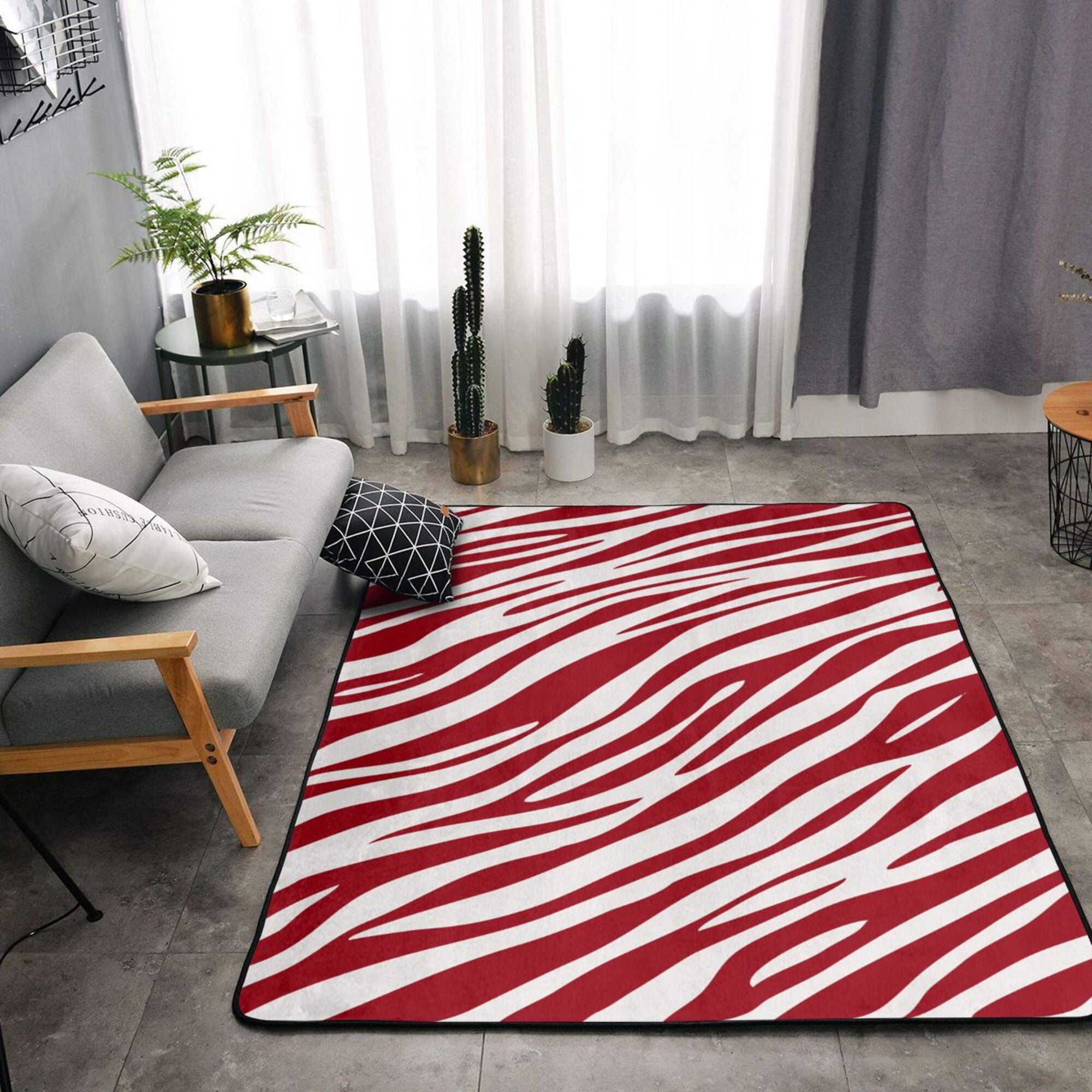 DouZhe Red Zebra Texture Pattern Area Rugs Non-Slip Machine