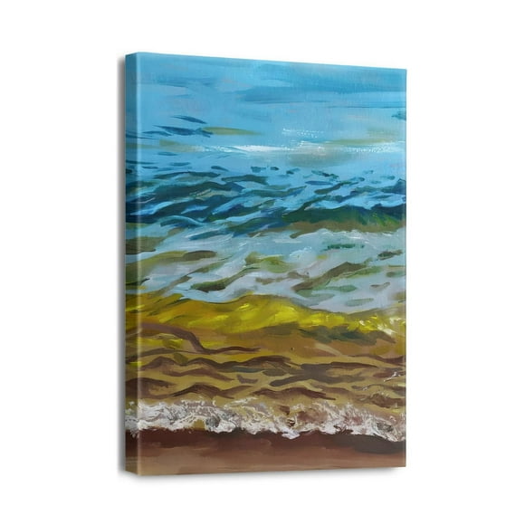 Oceanic Wall Décor - 12x16 Inch Modern Navy Blue Art with Coastal Beach Prints for Bathroom