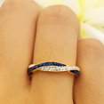 thumbnail image 2 of Dazzlingrock Collection 14K Round White Diamond & Blue Sapphire Ladies Stackable Wedding Band Swirl Ring, Yellow Gold, Size 5, 2 of 5