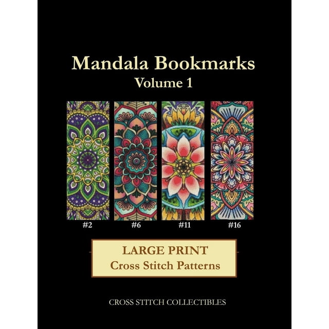 Libro con estampado de punto de cruz, mandala, volumen 1, letra grande
