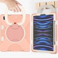 thumbnail image 5 of For iPad Pro 12.9 inch 2022/2021/2020/2018 Case, 360 Rotatable Handle Stand, Shoulder Strap, Drop-Proof Design, Rose Gold, 5 of 7