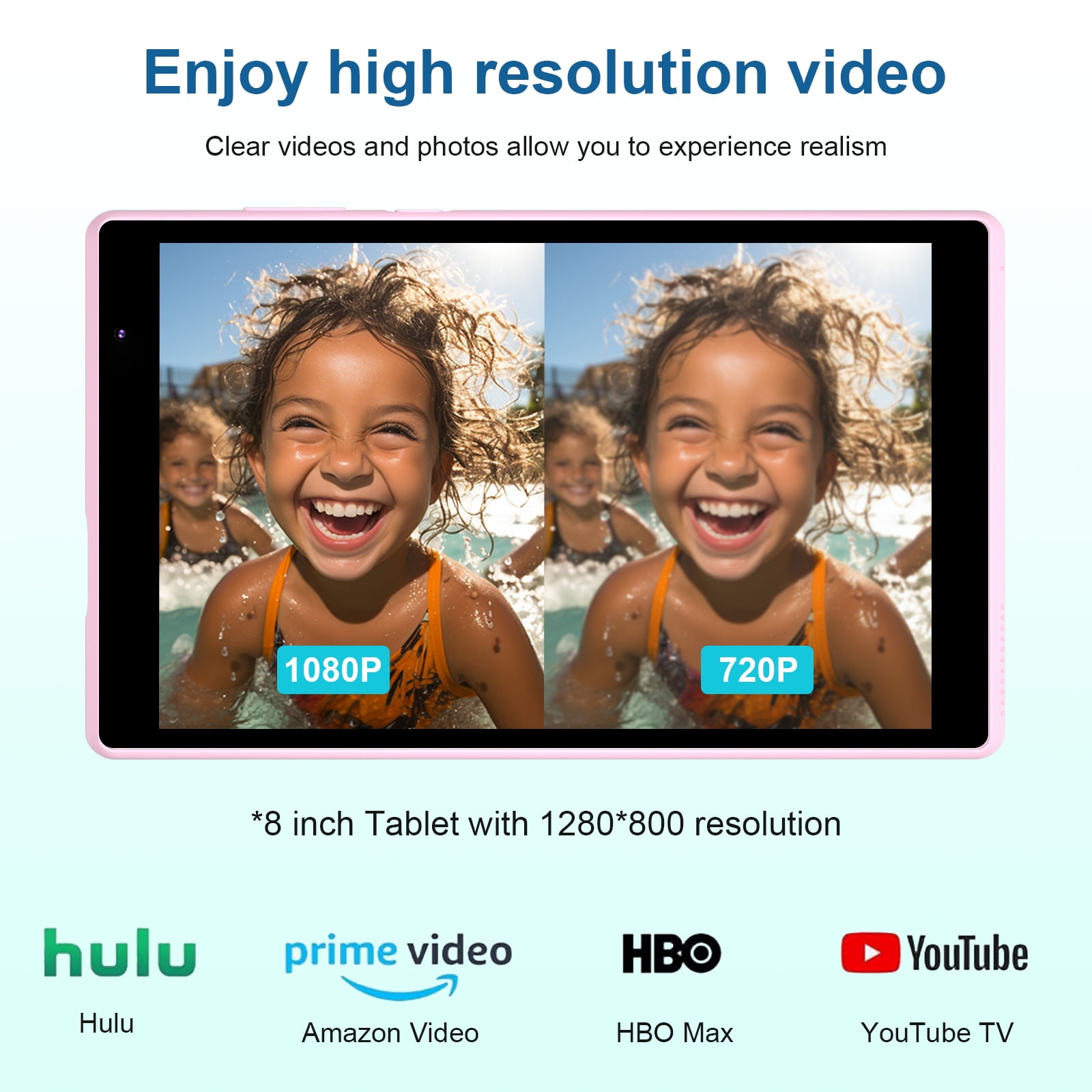 Android Tablet 8 inch, Android 12 Tablet, 4GB RAM 32GB ROM, Quad-Core Processor, Dual Camera, WiFi, 128GB Expand, Game, GMS Certified Tablets(Pink)