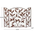 thumbnail image 4 of DecMode 45" x 30" Red Metal Foldable Mesh Netting 3 Panel Leaf Fireplace Screen with Leaf and Vine Relief, 1-Piece, 4 of 12
