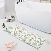 Bath Mat Soft Plush Non-Slip Absorbent Bathroom Rugs 39"x20" Watercolor Wildflowers