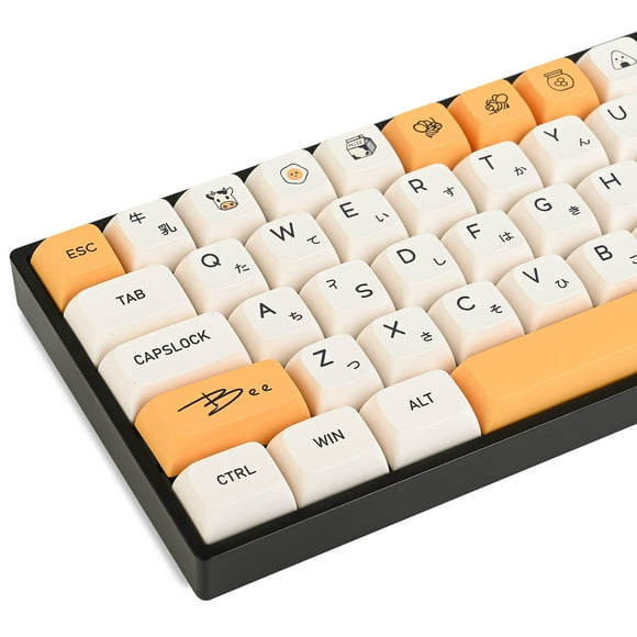 Teclas Guffercty kred GTSP XDA Honey Milk PBT Japanese Bee, juego de 140 teclas para fundas Cherry MX, teclado de tamaño completo, 60% 65% 75%(XDA/Honey Milk)